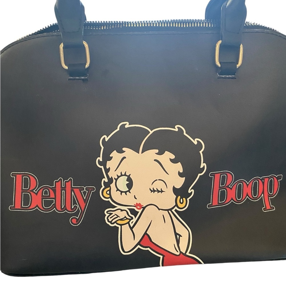 Betty Boop Graphic Red & Black Handbag crossbody bag striped interior - Picture 2 of 13
